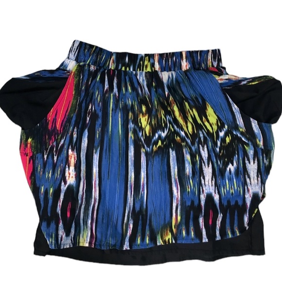 Rampage Blue Green Pink Black Lined Mini Skirt 2 Pockets Belt Loops Size Small - Picture 5 of 8